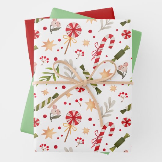 Coordinierte Weihnachtscreme-Musterverpackung Geschenkpapier Set (Beispiel)