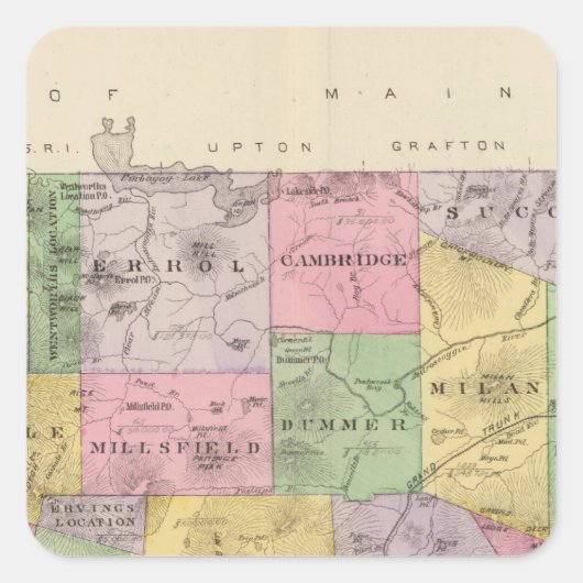 Coos County, NH Quadratischer Aufkleber (Vorderseite)