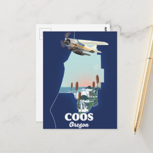 Coos Oregon Travel Map Postkarte
