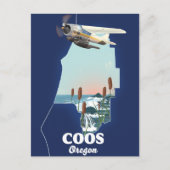 Coos Oregon Travel Map Postkarte (Vorderseite)