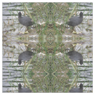 Coot auf dem Gemusterten Tiergewebe des Flusses Stoff