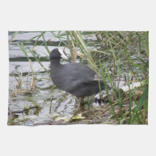 Coot on Riverbank Kitchen Towel Handtuch