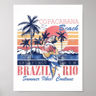Copacabana Beach Greetings Brasilien Rio Summer Vi Poster