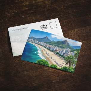 Copacabana Beach Rio Brazi Wasserfarben Postkarte