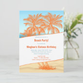 Copacabana Beach und Coconut Trees Party Einladung (Stehend Vorderseite)