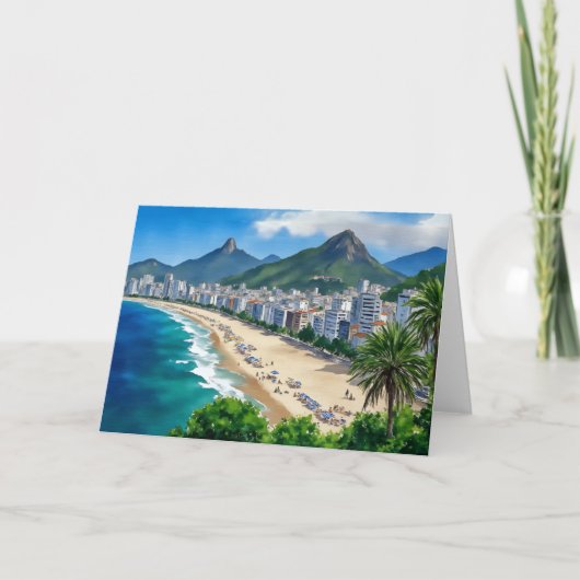 Copacabana Beachrio brazil Aquarell Dankeskarte (Vorderseite)