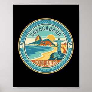 Copacabana Rio de Janeiro Brasil Retro Strand Poster