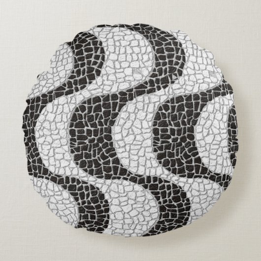 Copacabana Sidewalk Brazilian pattern Rundes Kissen (Vorderseite)