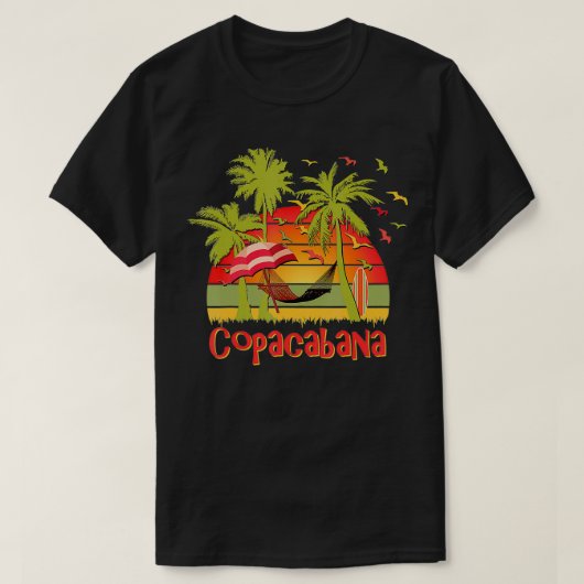 Copacabana Tropical Beach Hammock Sunset T-Shirt (Design vorne)