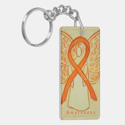 COPD Angel Orange Awareness Ribbon Schlüsselanhäng Schlüsselanhänger (Vorderseite links)