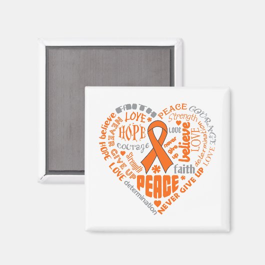 COPD Awareness Heart Words (orange) Magnet (Vorderseite/Rückseite)