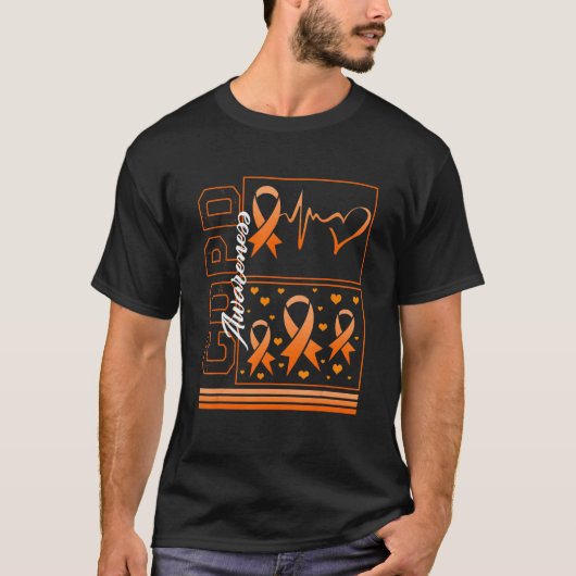 COPD Awareness Orange Heartbeat Ribbon Lung Diseas T-Shirt (Vorderseite)