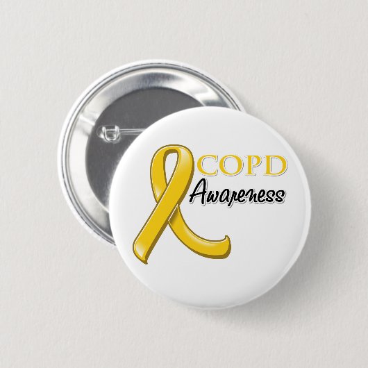 COPD Awareness Ribbon (Goldband) Button (Vorne & Hinten)