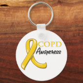 COPD Awareness Ribbon (Goldband) Schlüsselanhänger (Vorderseite)