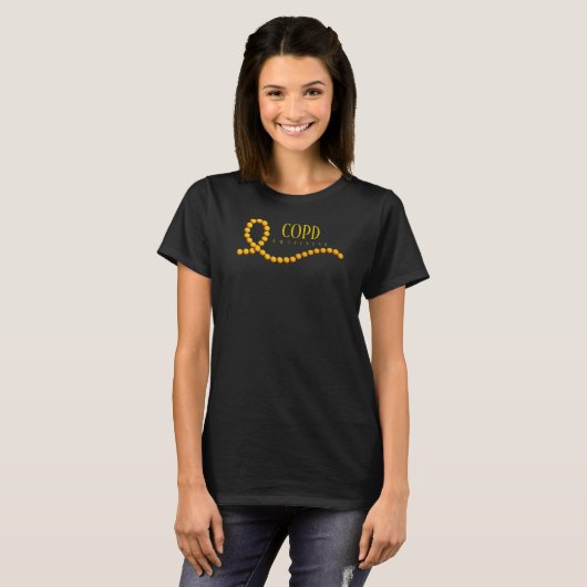 COPD Gold Beaded Awareness Ribbon T-Shirt (Vorne ganz)