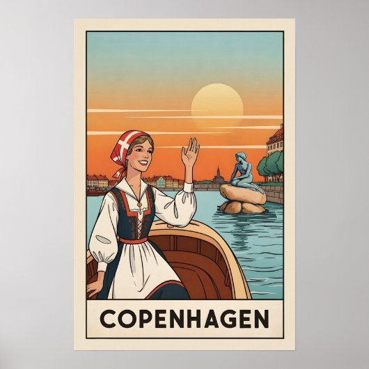 Copenhage vintage travel poster, poster (Vorne)