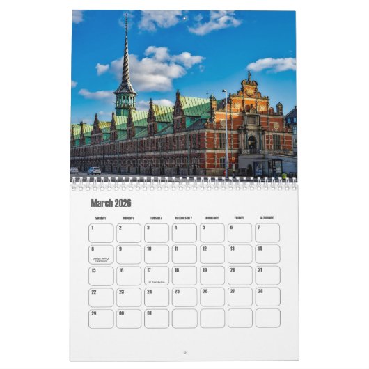 Copenhagen-Denmark Calendar Kalender (Mär 2026)