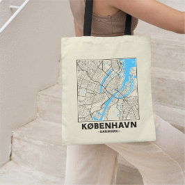 Copenhagen, Denmark, City Map Tote Bag Tragetasche