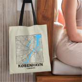 Copenhagen, Denmark, City Map Tote Bag Tragetasche