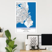Copenhagen Denmark City Map Travel Simple Minimal Poster (Heimbüro)