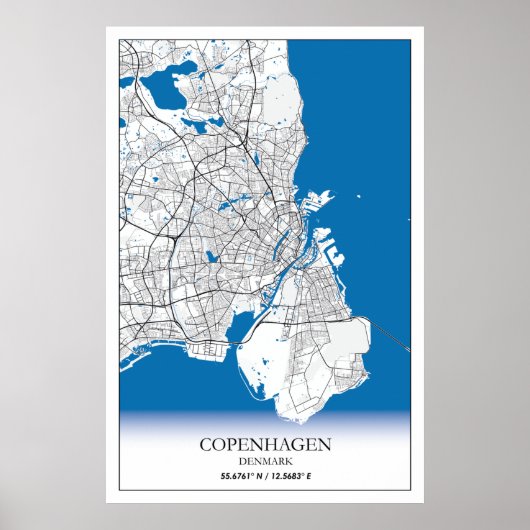 Copenhagen Denmark City Map Travel Simple Minimal Poster (Vorne)