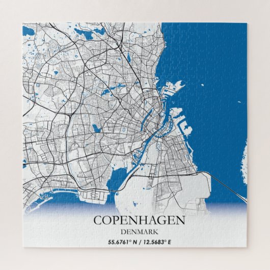 Copenhagen Denmark City Map Travel Simple Minimal Puzzle (Vertikal)