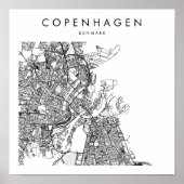 Copenhagen Denmark Minimal Modern Street Map Poster (Vorne)