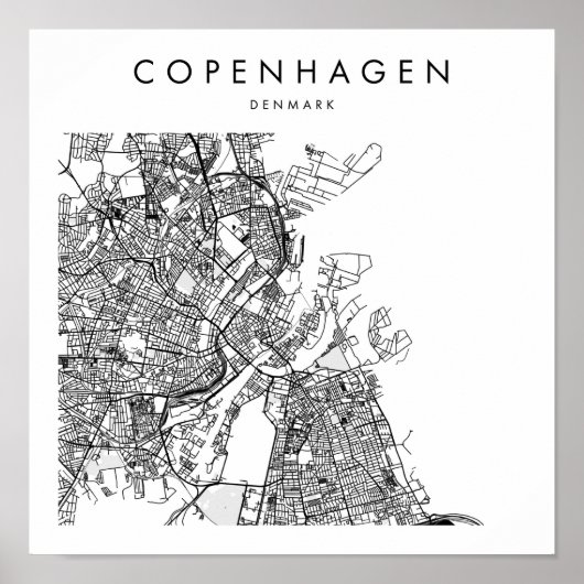 Copenhagen Denmark Minimal Modern Street Map Poster (Vorne)