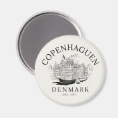 Copenhagen Denmark vintage Landscape Magnet (Vorderseite/Rückseite)