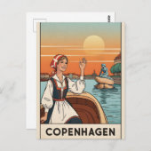 Copenhagen, Denmark vintage travel poster, Postkarte (Vorne/Hinten)