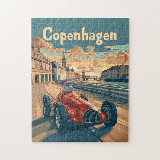 Copenhagen Oldtimer-Rennwagen Puzzle (Vertikal)