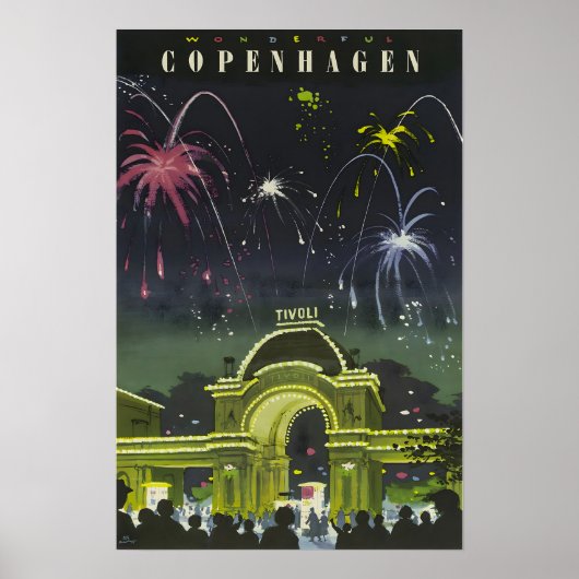 Copenhagen Painting Denmark Travel Poster Danish A (Vorne)