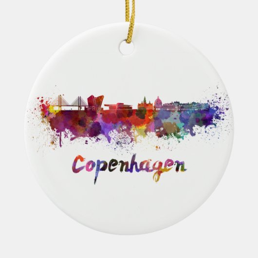 Copenhagen skyline im Watercolor Keramikornament (Vorne)