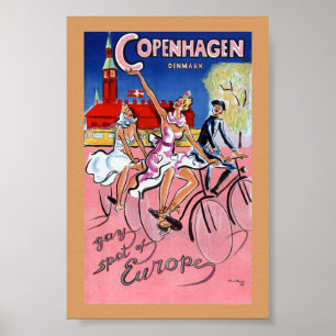 Copenhagen Vintage-Reiseplakat restauriert Poster
