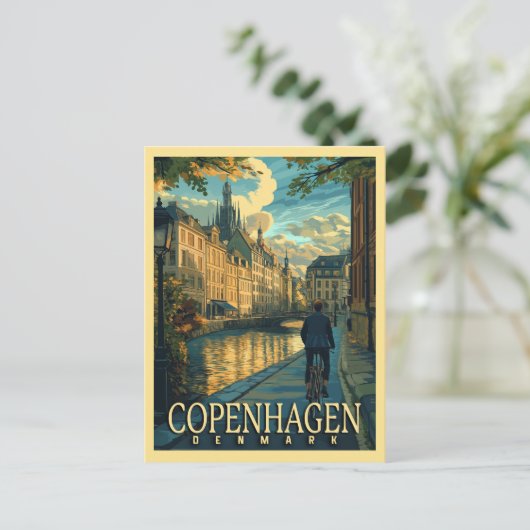 Copenhagen Vintage Travel Postkarte (Stehend Vorderseite)