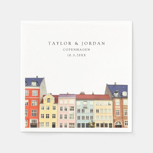 Copenhagen Wedding Custom Paper Cocktail Napkin Serviette (Vorderseite)