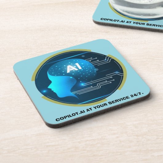 Copilot.AI at your service, 24/7. Getränkeuntersetzer (Linke Seite)