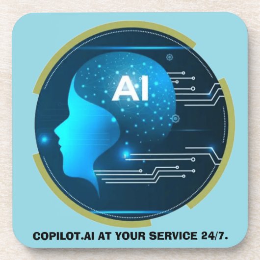 Copilot.AI zu Ihren Diensten, 24/7. Getränkeuntersetzer (Vorderseite)