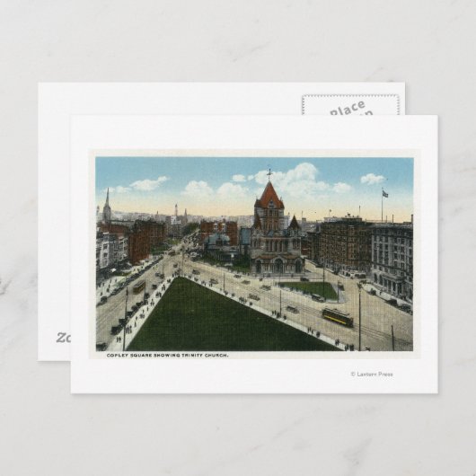 Copley Square Aussicht auf die Trinity Church Postkarte (Vorne/Hinten)