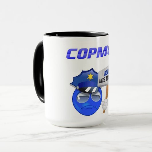 CopMoji - blaue Leben-Angelegenheits-Tasse Tasse (Vorderseite Links)