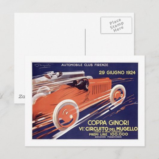 Coppa Ginori Auto Postkarte (Vorne/Hinten)