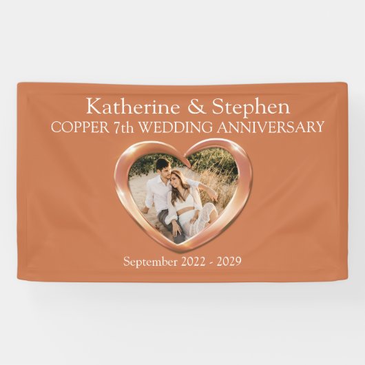 Copper 7. Hochzeitstag Foto-Banner Banner (Horizontal)