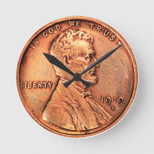 Copper Abraham Lincoln penny, one cent copper Runde Wanduhr (Vorderseite)