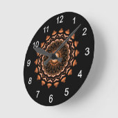Copper and Black Mandala Pattern 1 Runde Wanduhr (Winkel)