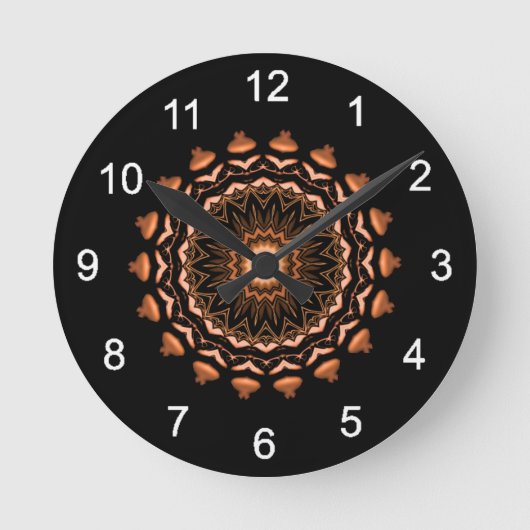 Copper and Black Mandala Pattern 1 Runde Wanduhr (Vorderseite)