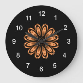 Copper and Black Mandala Pattern 3 Große Wanduhr