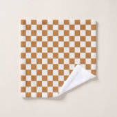 Copper and eggshell checkerboard pattern badhandtuch set (Waschlappen)