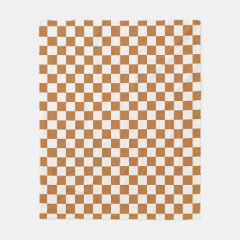 Copper and eggshell checkerboard pattern fleecedecke