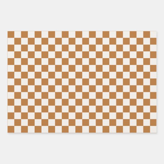 Copper and eggshell checkerboard pattern geschenkpapier set (Vorderseite 3)