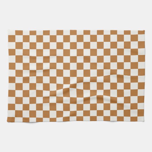 Copper and eggshell checkerboard pattern geschirrtuch (Horizontal)